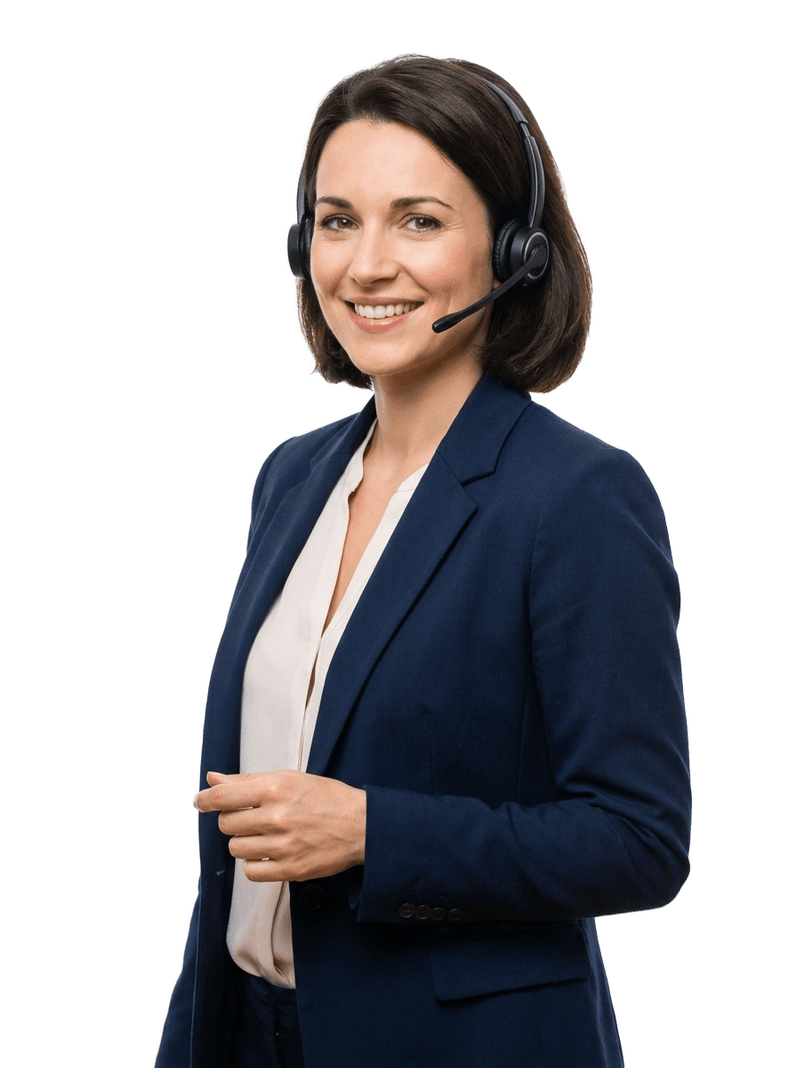 Une conseillère de l'étude répond au téléphone avec le sourire